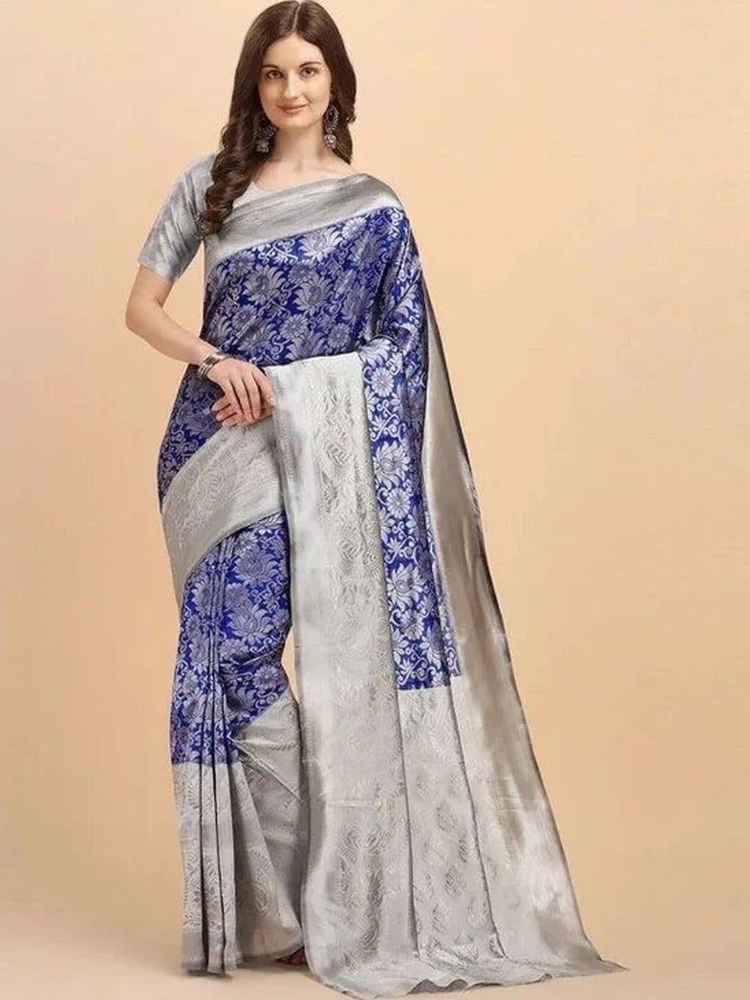 ADR CHIKANKARI Woven Design Zari Art Silk Banarasi Saree - view 1