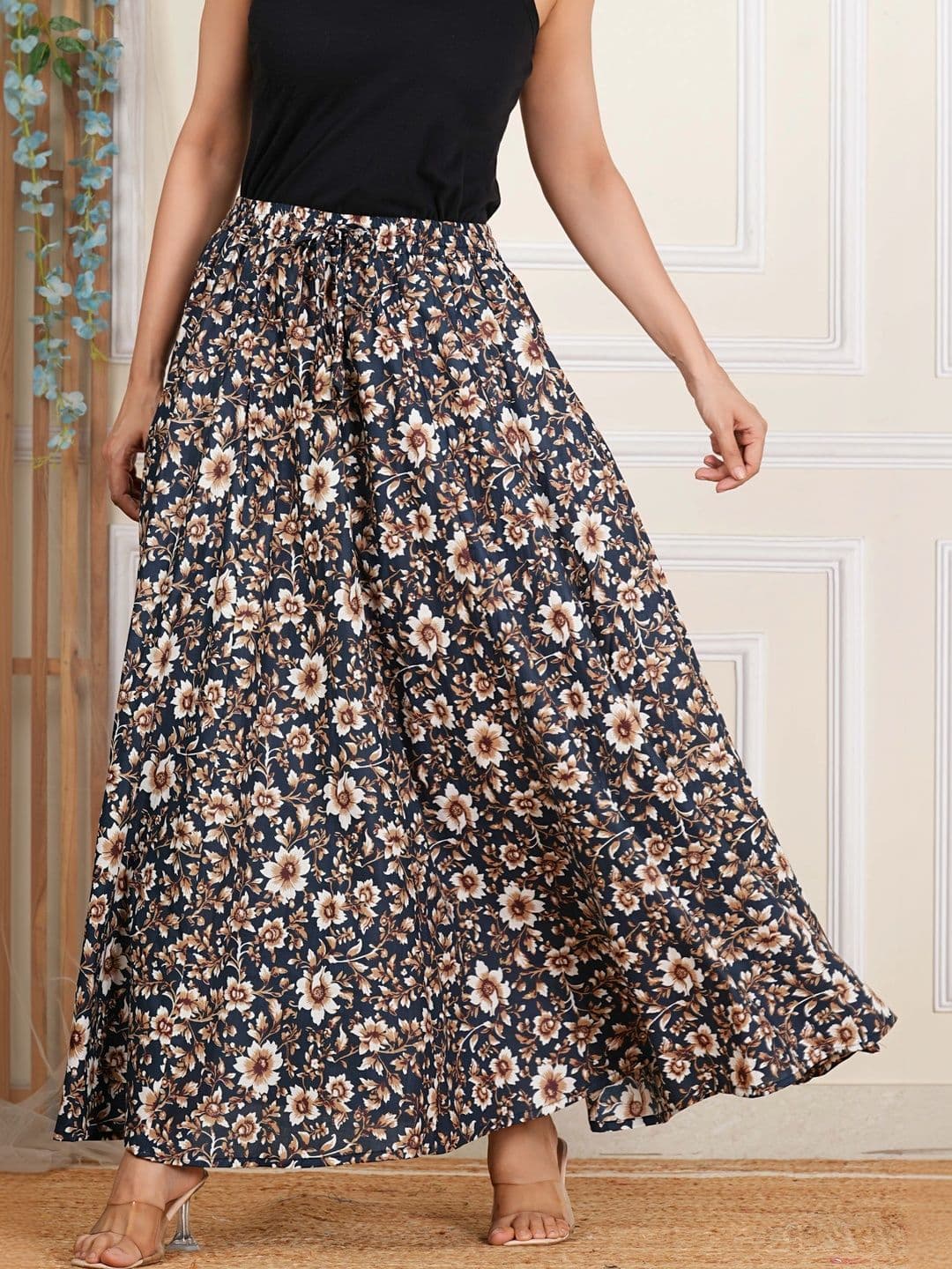 AARMAD Women Pure Cotton Cotton Cambric Floral Maxi Flared Skirt - view 1
