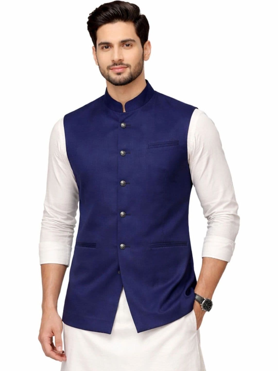 BIS CREATIONS Cotton Mandarin Collar Nehru Jacket - view 1