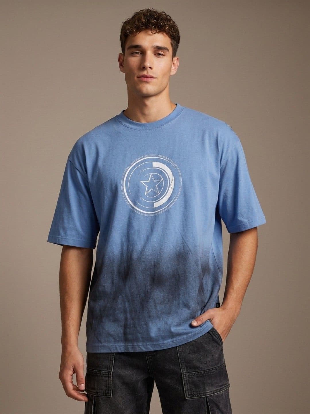 glitchez Captain America Printed Oversized T-shirt - view 1
