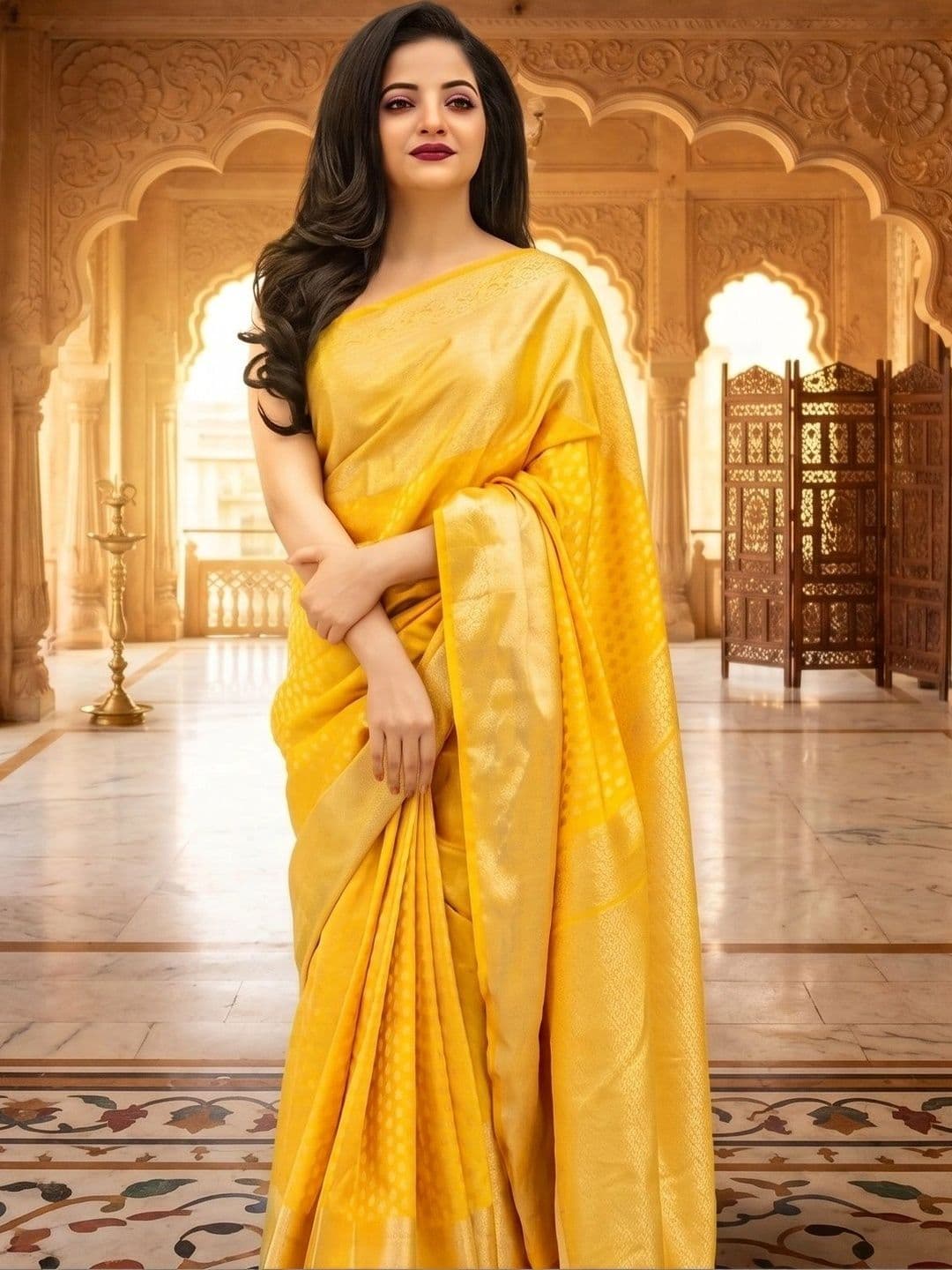 AmiFashion Woven Design Zari Art Silk Banarasi Saree - view 1