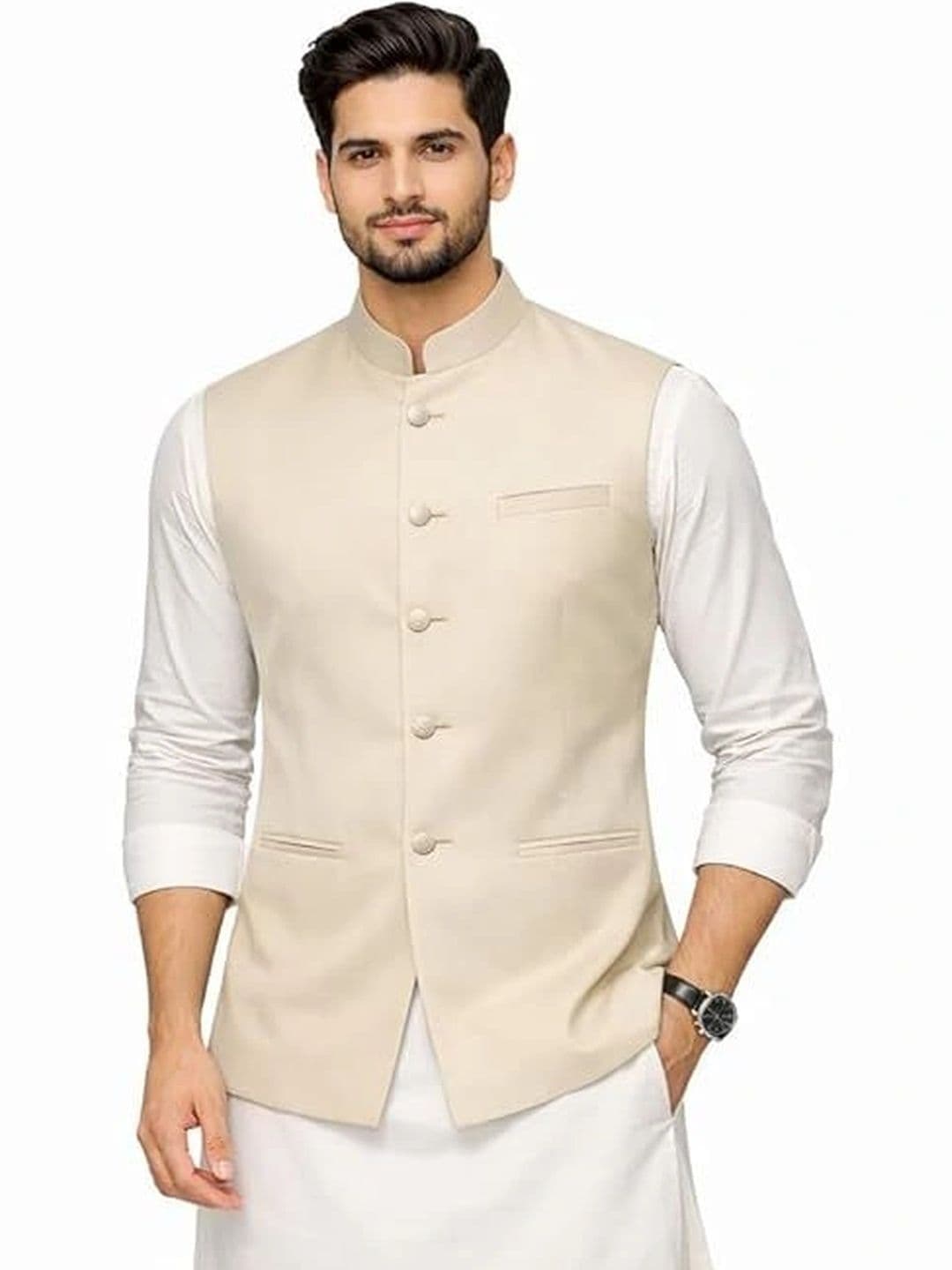 BIS CREATIONS Men Sleeveless Ethnic Nehru Jacket - view 1