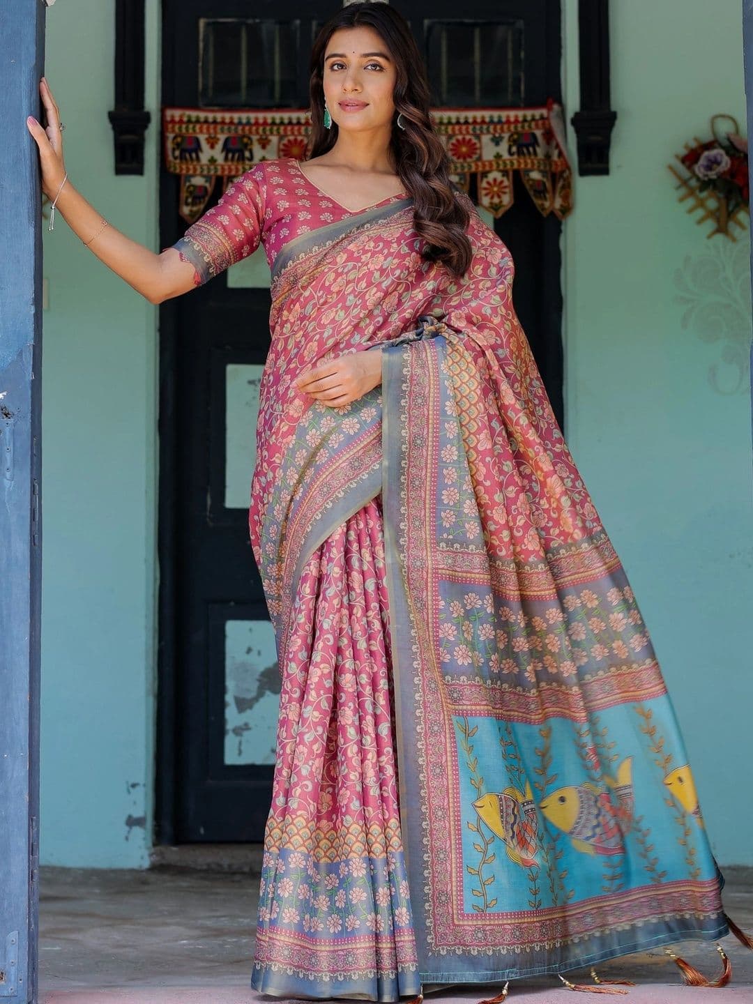 Mitera Paisley Linen Blend Designer Saree - view 1