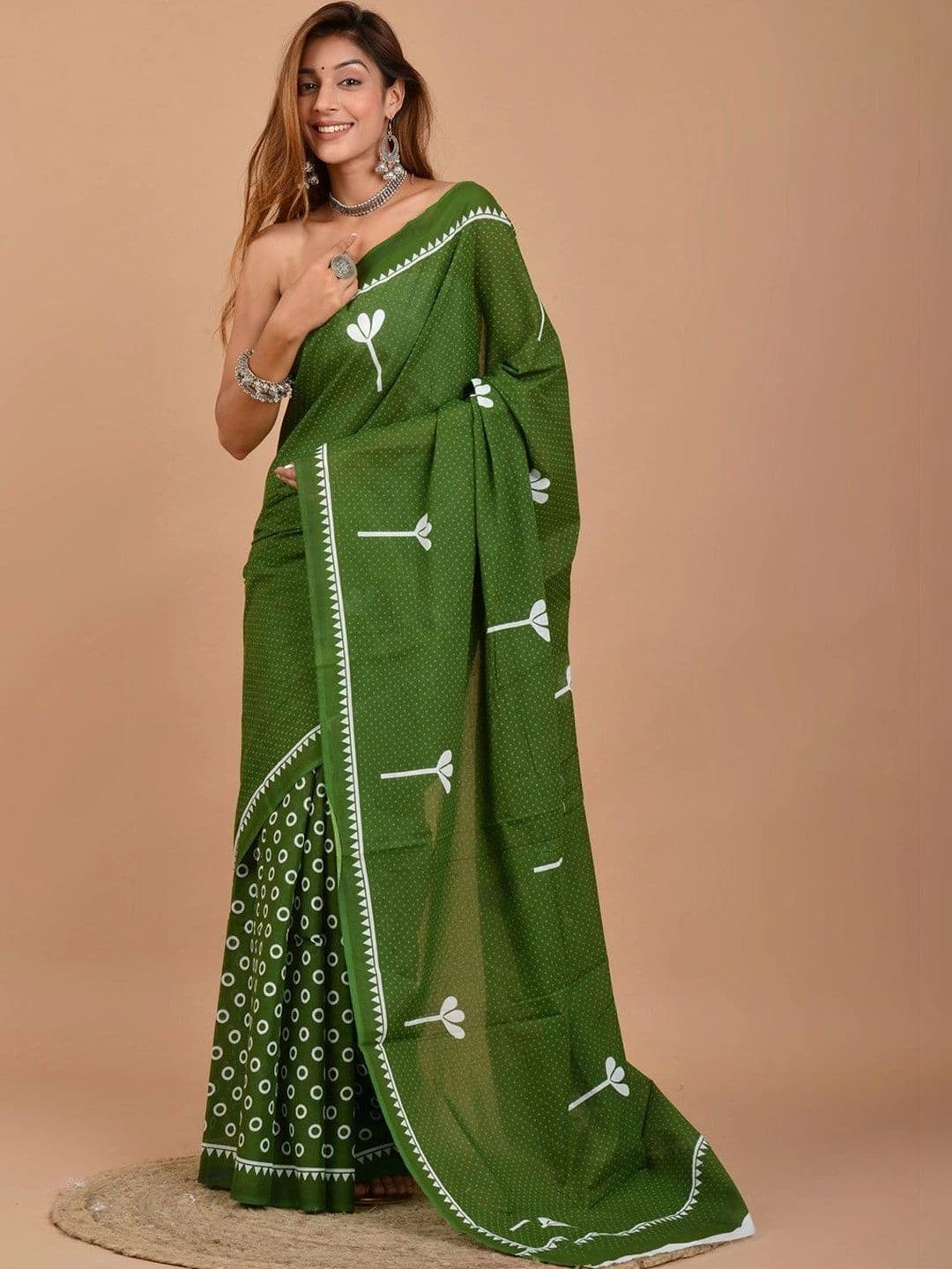 alkaa fashion Linen Blend Saree - view 1