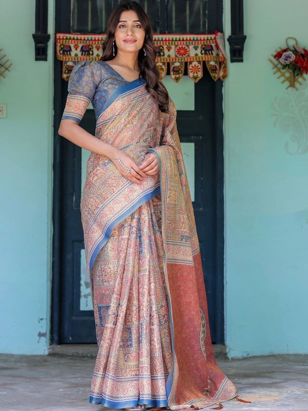 Mitera Paisley Linen Blend Designer Saree - view 1
