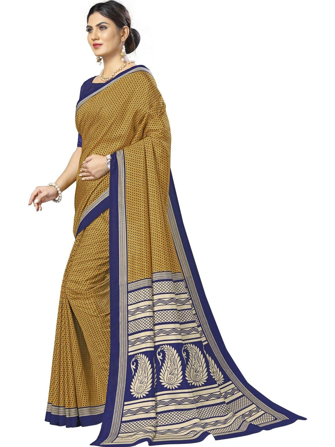 Novus Knitting Paisley Satin Saree - view 1