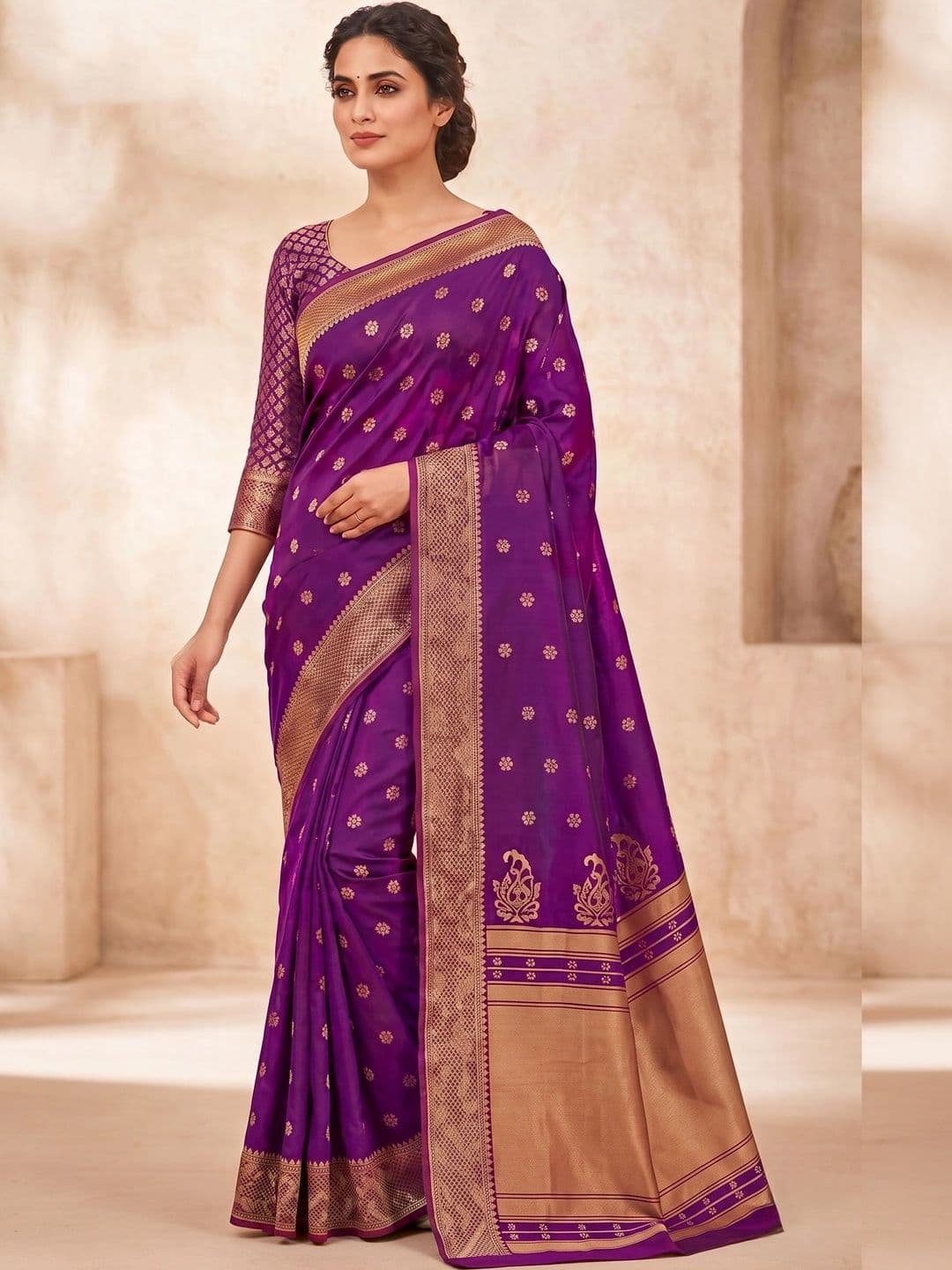 Zankhi Hosiery Woven Design Zari Art Silk Banarasi Saree - view 1