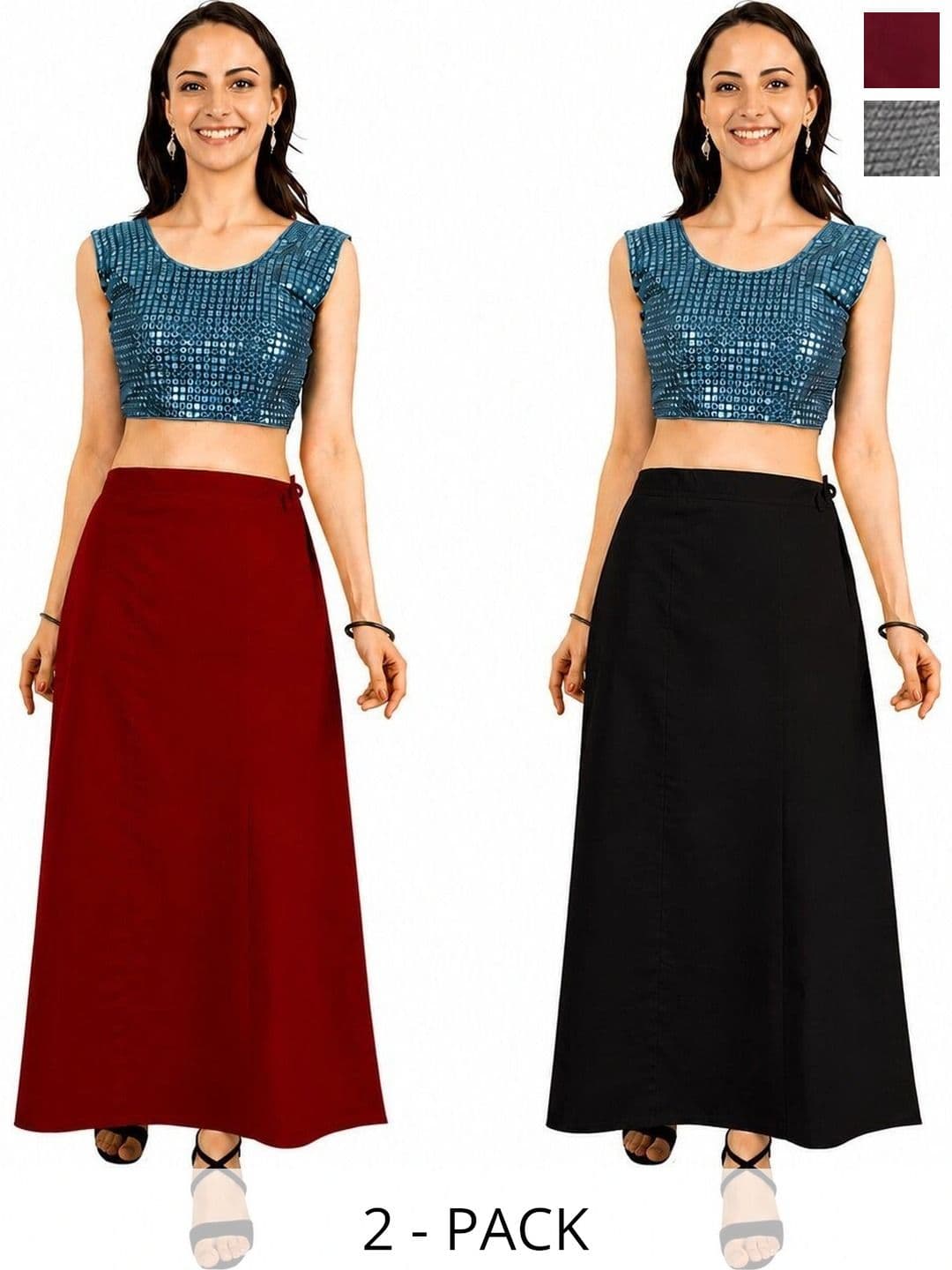 Preeti Creations Pack of 2 Cotton Saree Shapewear - view 1