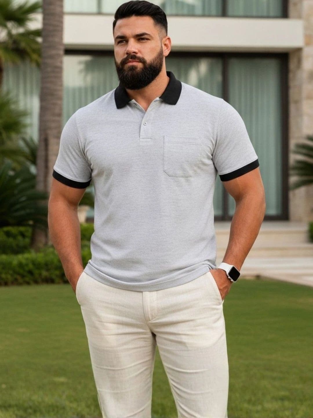 SAIKSA FASHION Men Polo Collar Pockets T-shirt - view 1