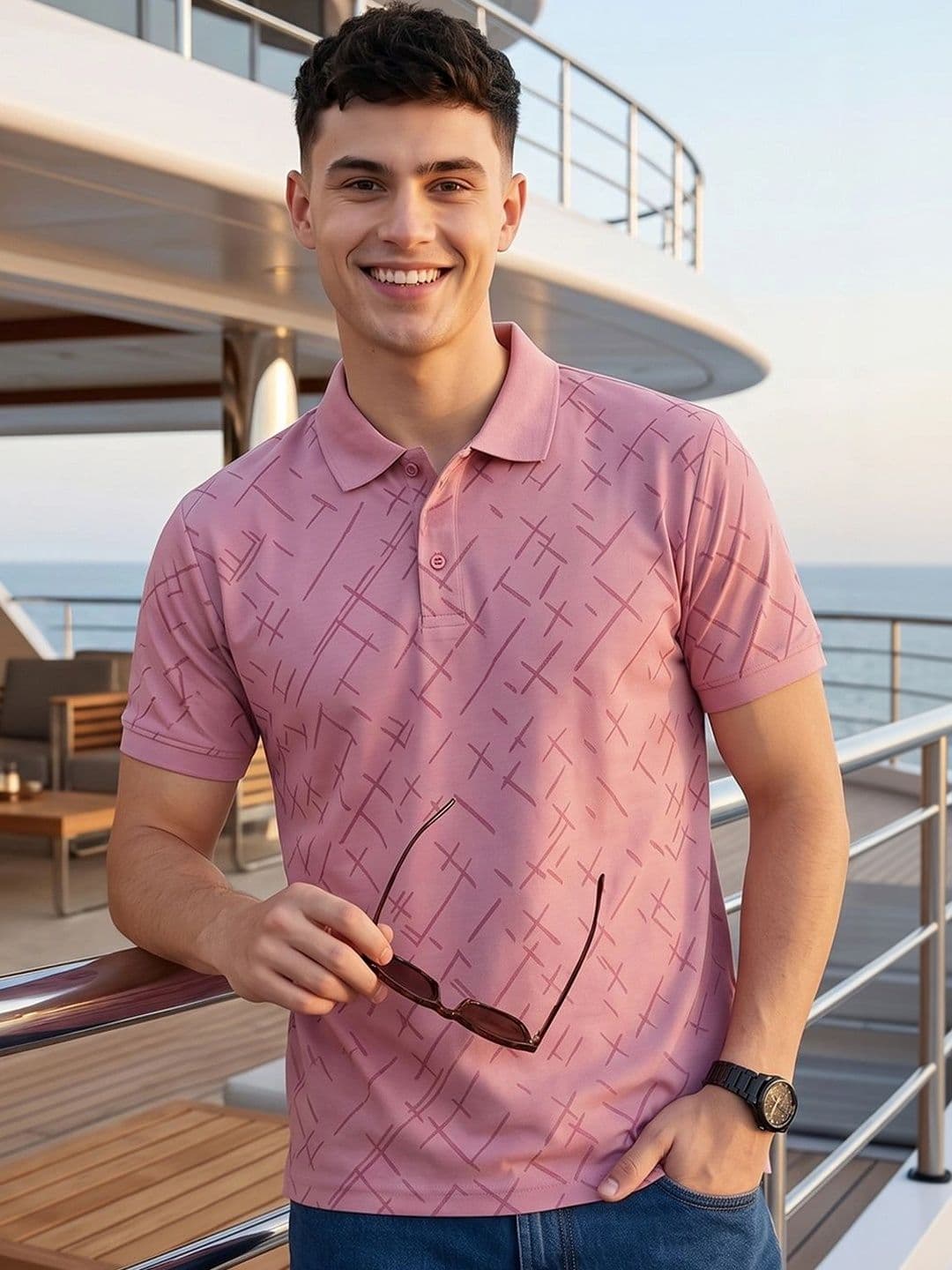 TRIUS Men Printed Polo Collar T-shirt - view 1
