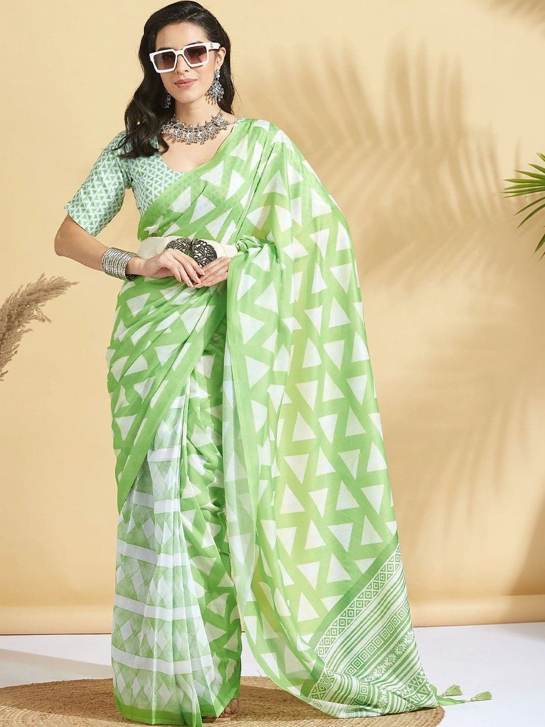 alkaa fashion Linen Blend Saree - view 1