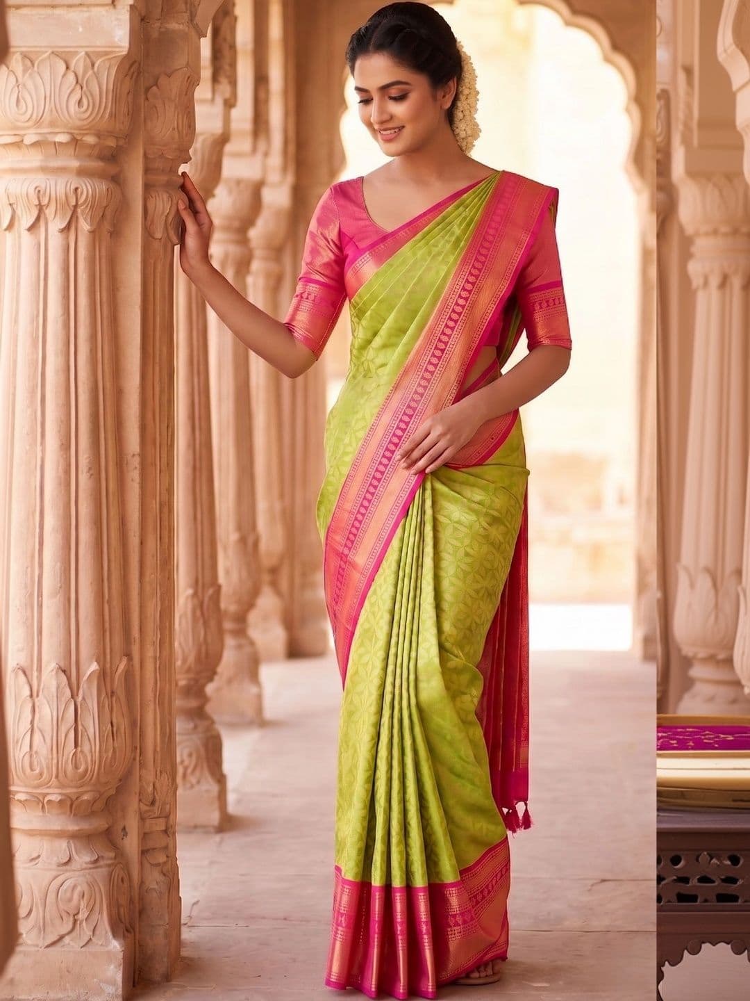 FASHIONIZO Woven Design Zari Art Silk Banarasi Saree - view 1