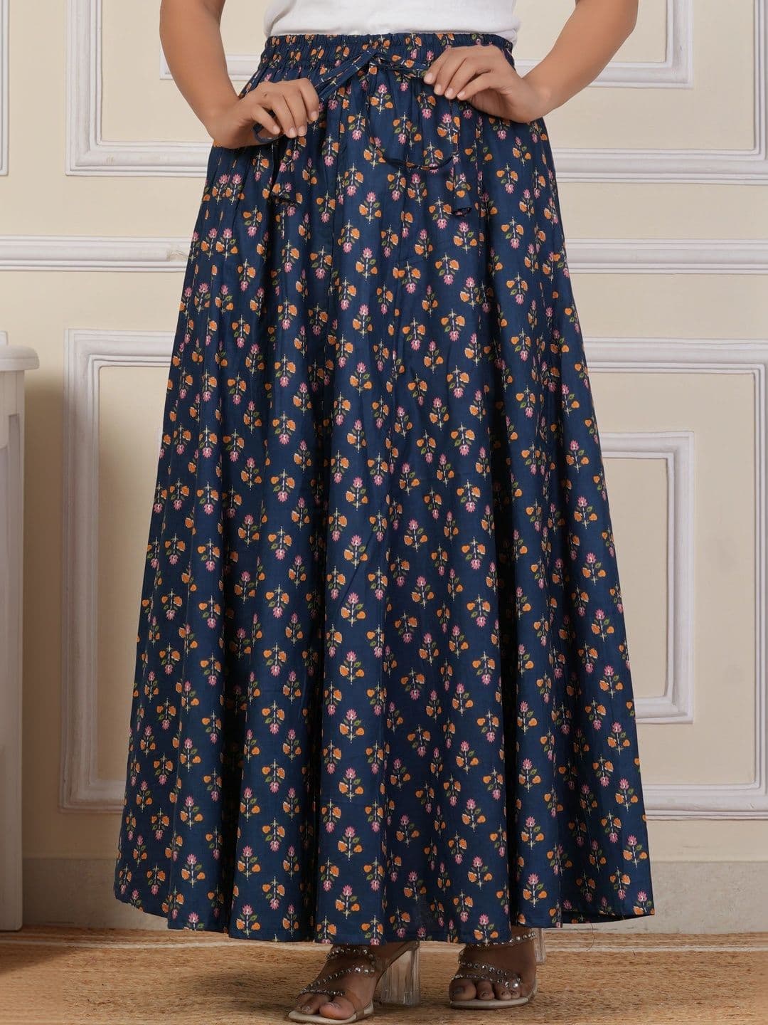 AARMAD Women Pure Cotton Cotton Cambric Floral Maxi Flared Skirt - view 1