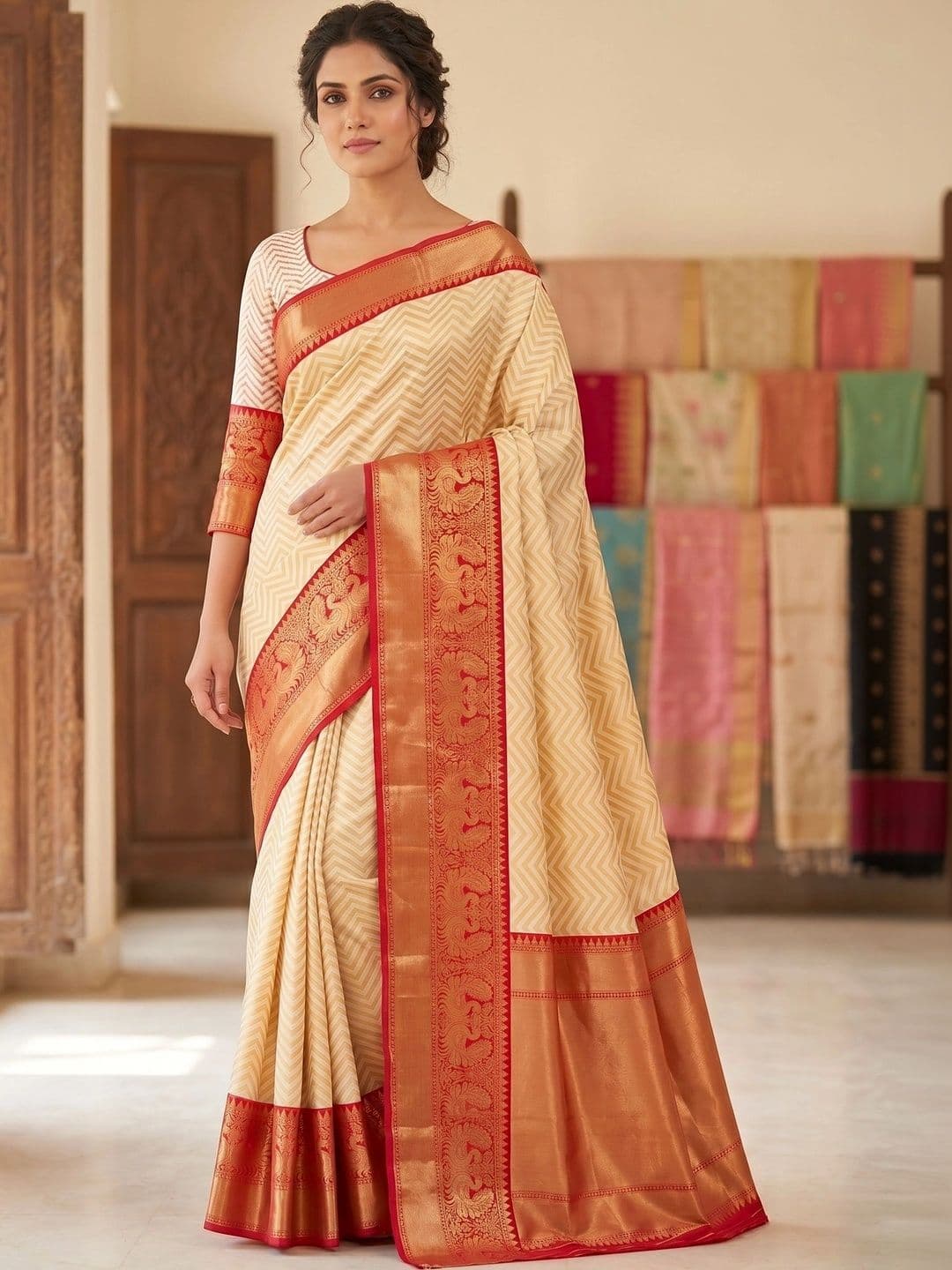 Freezeit Woven Design Zari Art Silk Banarasi Saree - view 1