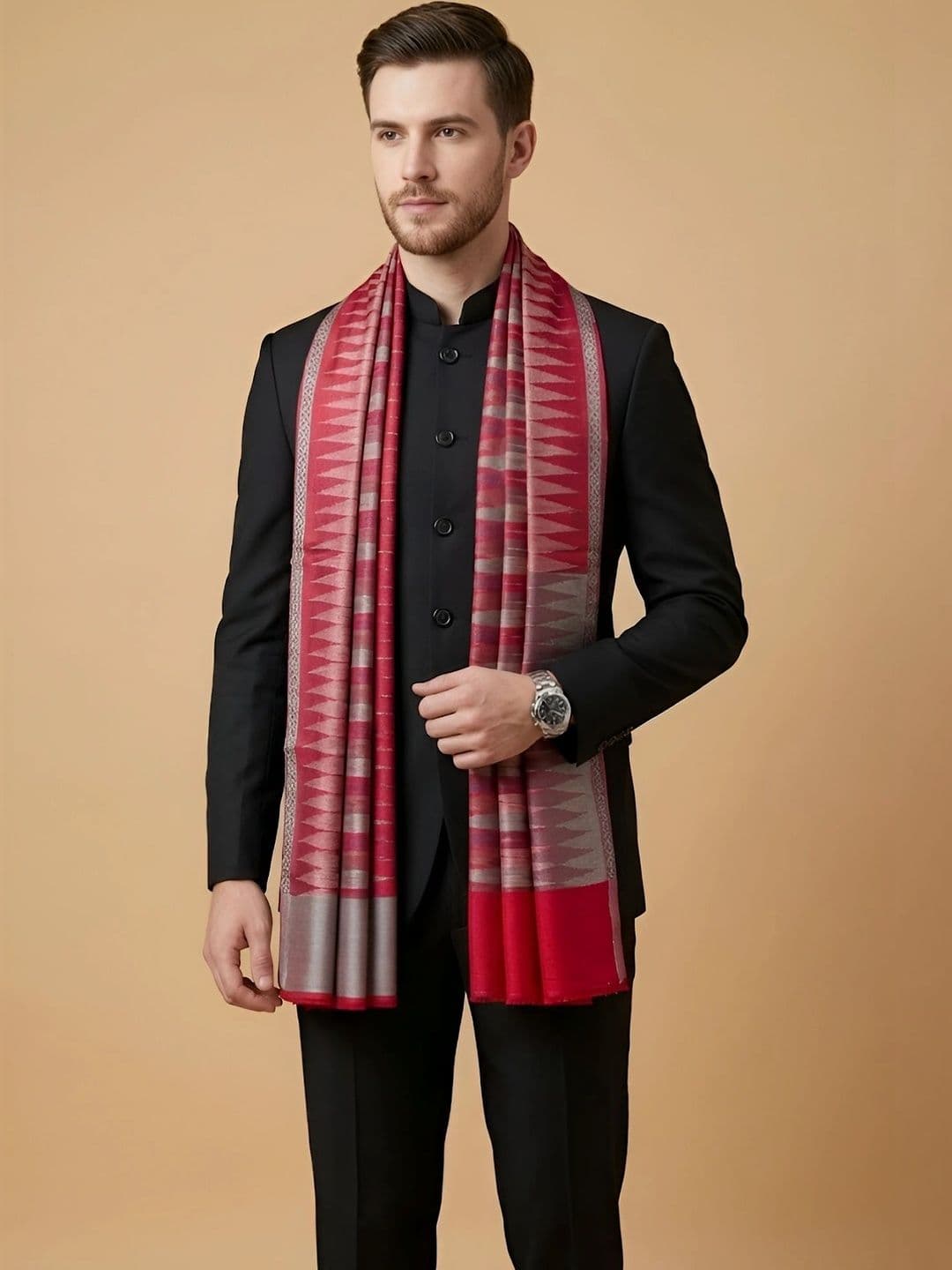 MUFFLY Men Woven Design Stole - view 1