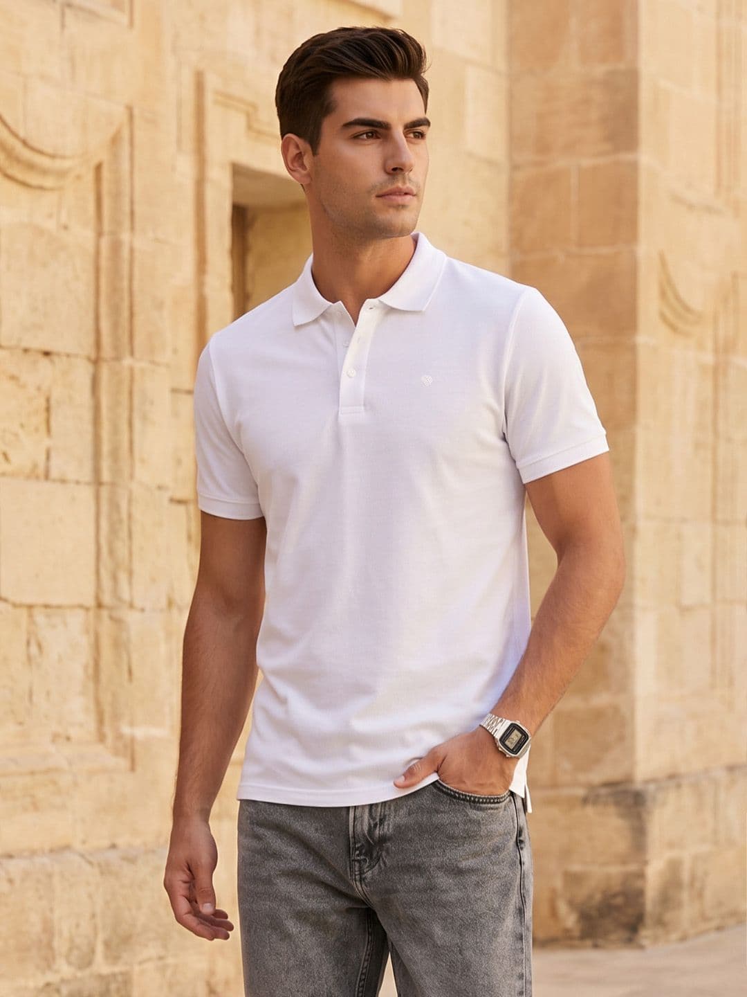 INVICTUS Polo Collar Pure Cotton T-shirt - view 1