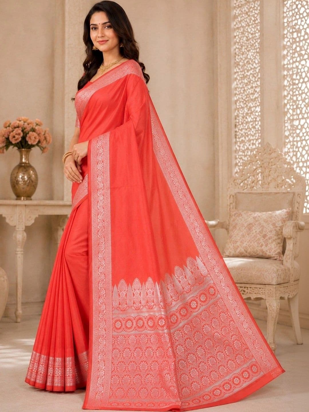 Prisan Zari Silk Blend Banarasi Saree - view 1