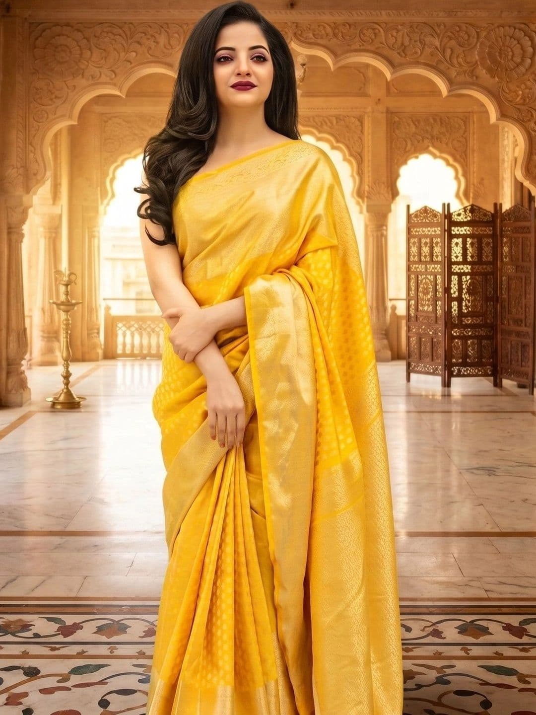 Freezeit Polka Dot Zari Art Silk Banarasi Saree - view 1