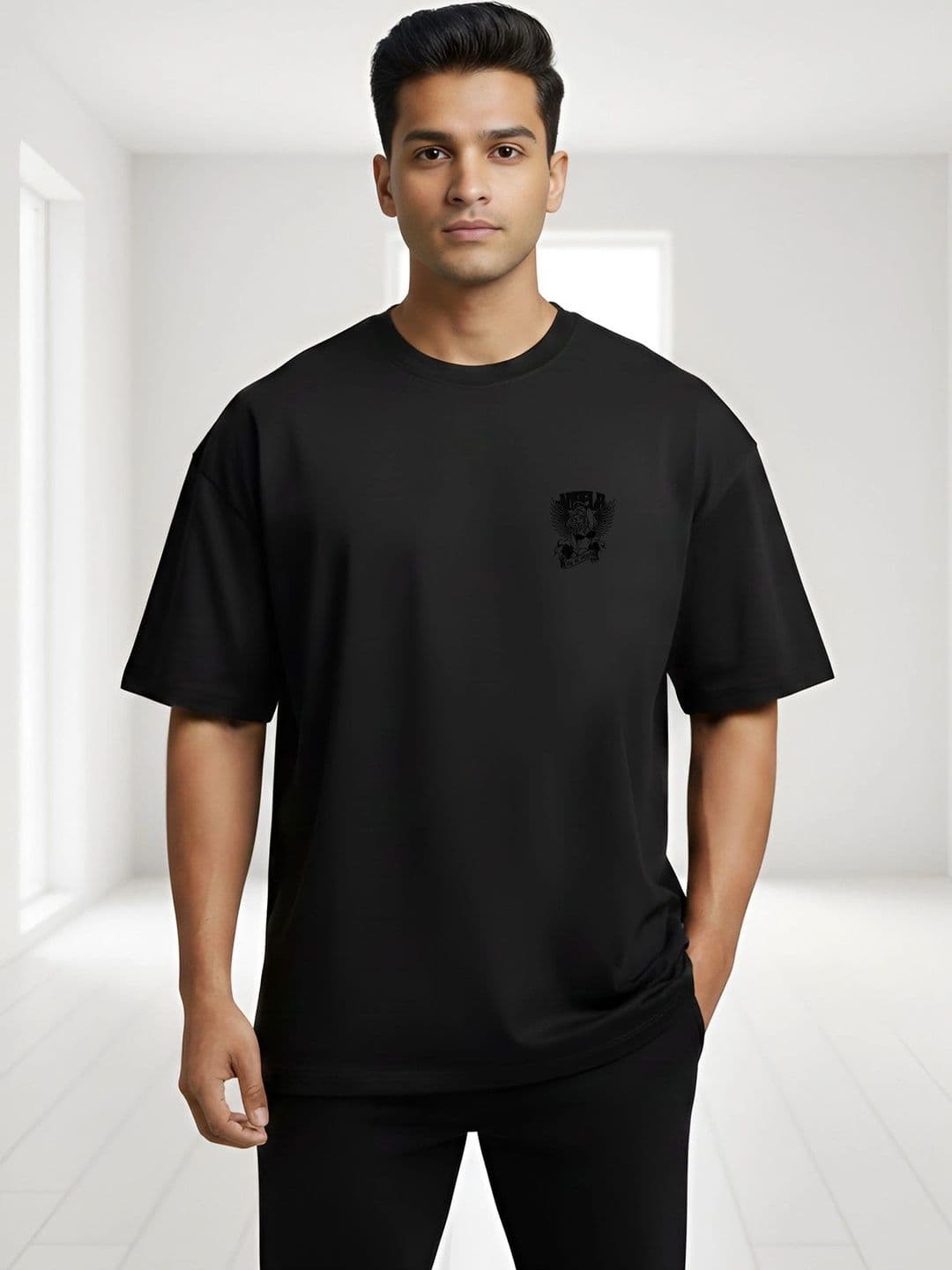 Black Pigeon Black Graphic Printed Oversized T-shirt - view 1