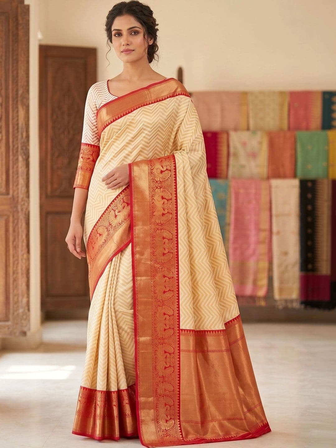 AJ FASHION PLUS Woven Design Zari Art Silk Banarasi Saree - view 1