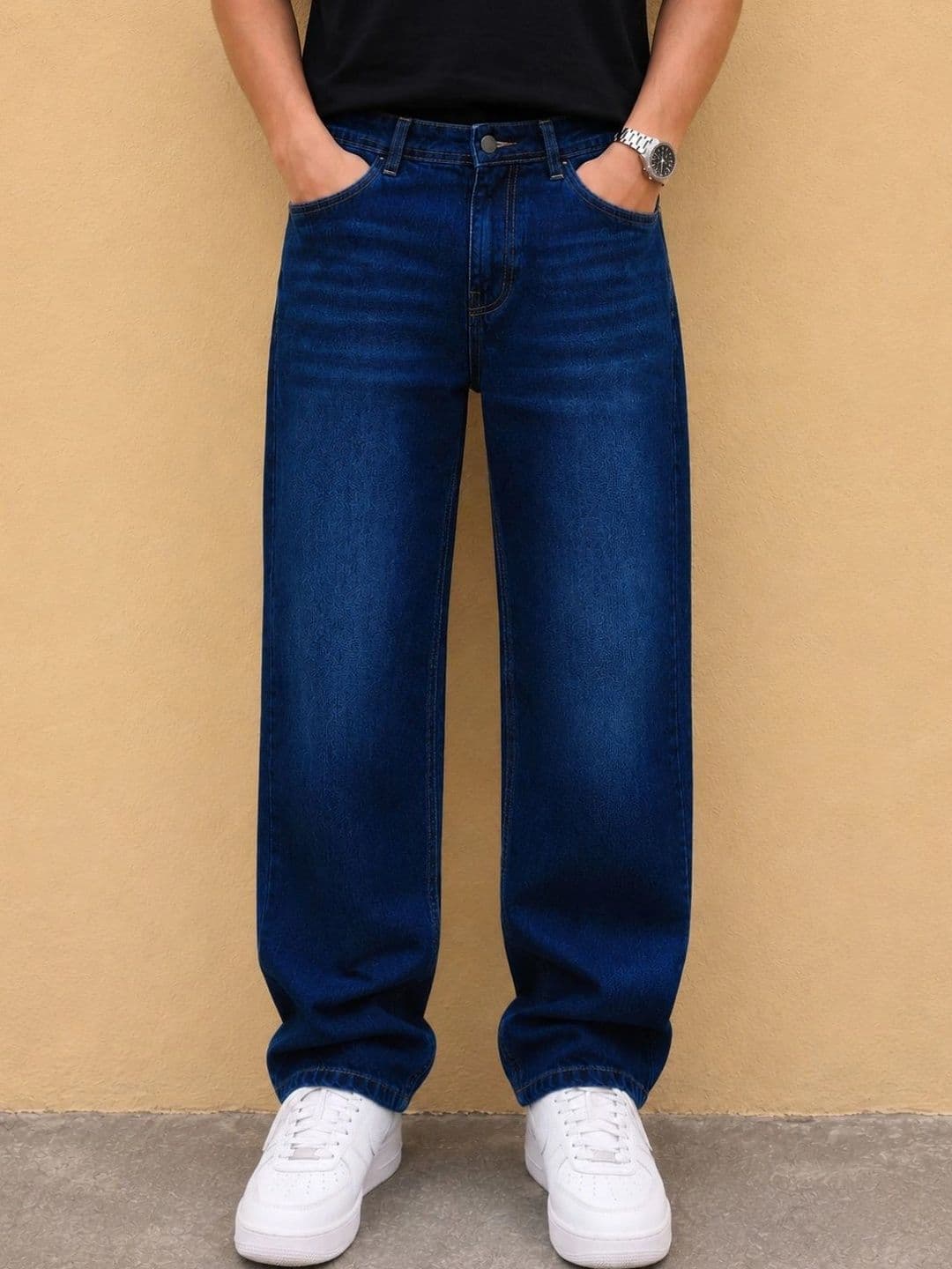 MAAHIT Loose Fit Mid Rise Blue Denim Jean - view 1