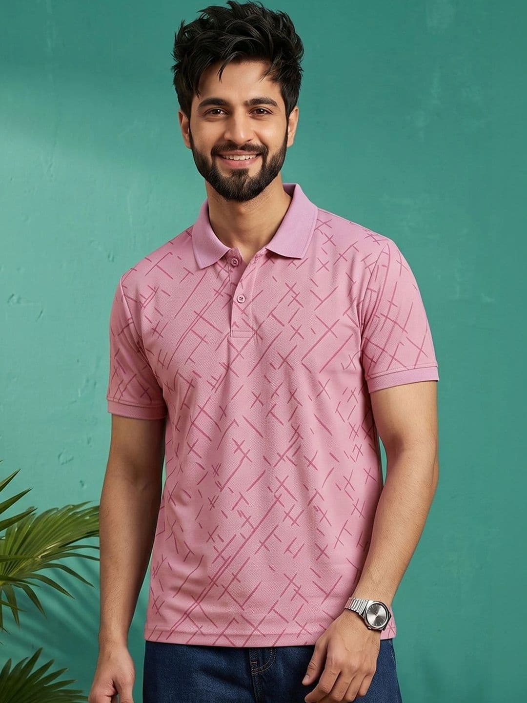 Mast & Harbour Men Printed Polo Collar T-shirt - view 1
