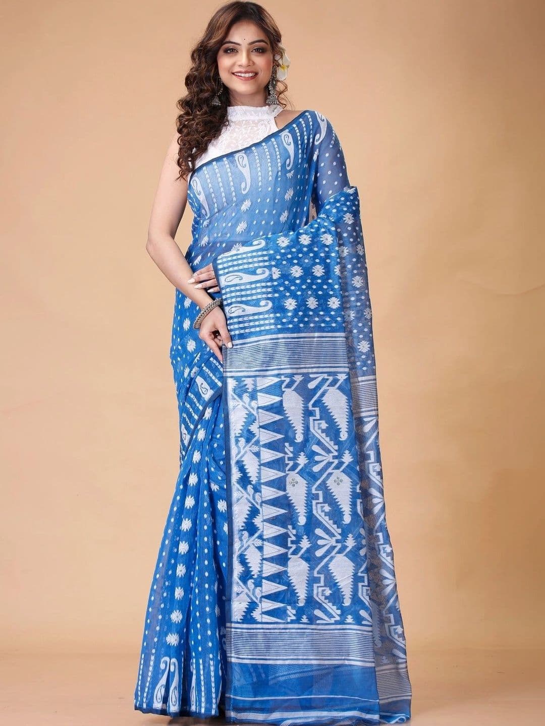TAANTVASTRA Woven Design Silk Cotton Jamdani Saree - view 1