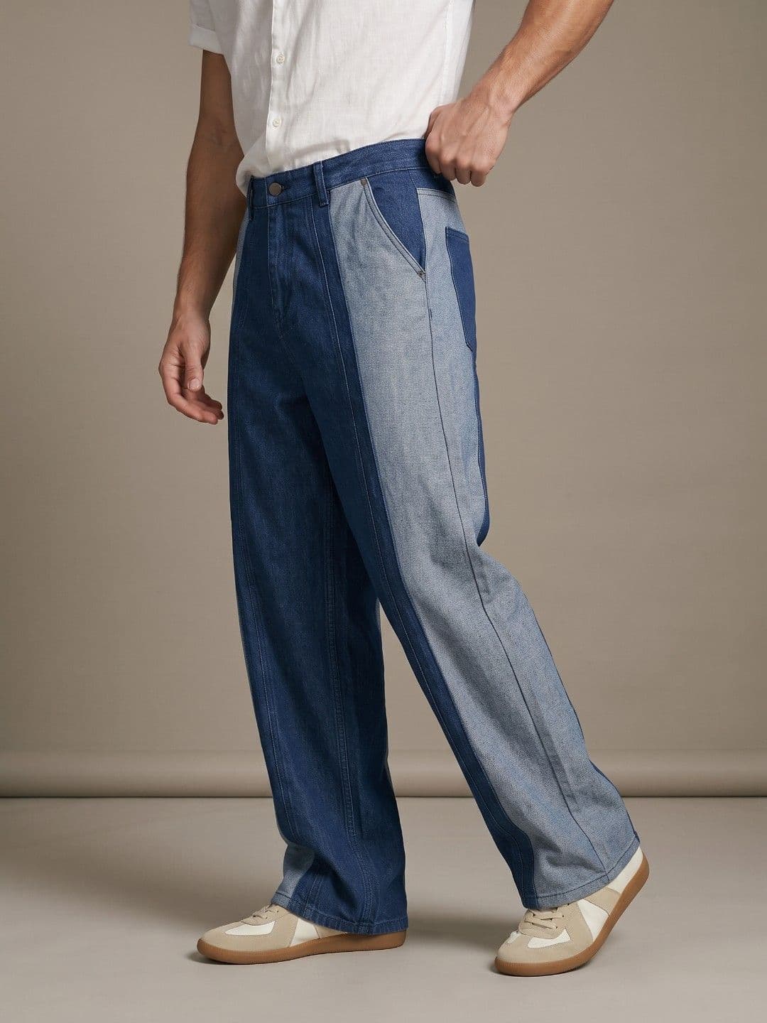 glitchez Men Regular Fit Mid-Rise Heavy Fade Colourblocked Jeans - view 1