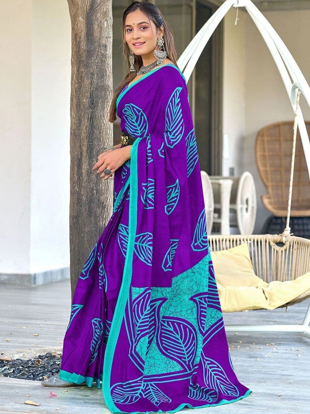 alkaa fashion Linen Blend Saree - view 1