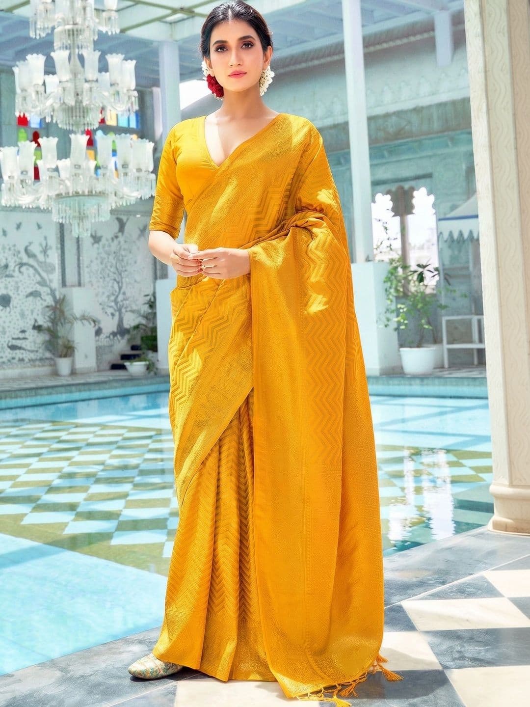 VelvetHue Woven Design Zari Art Silk Banarasi Saree - view 1