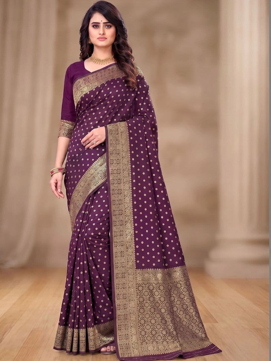 ADR CHIKANKARI Woven Design Zari Art Silk Banarasi Saree - view 1