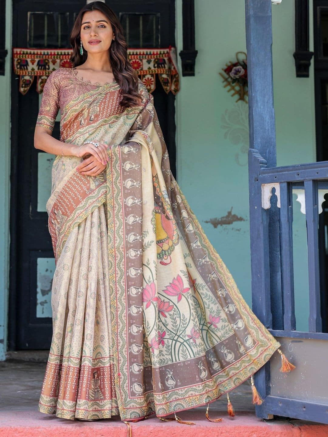 Mitera Linen Blend Designer Saree - view 1