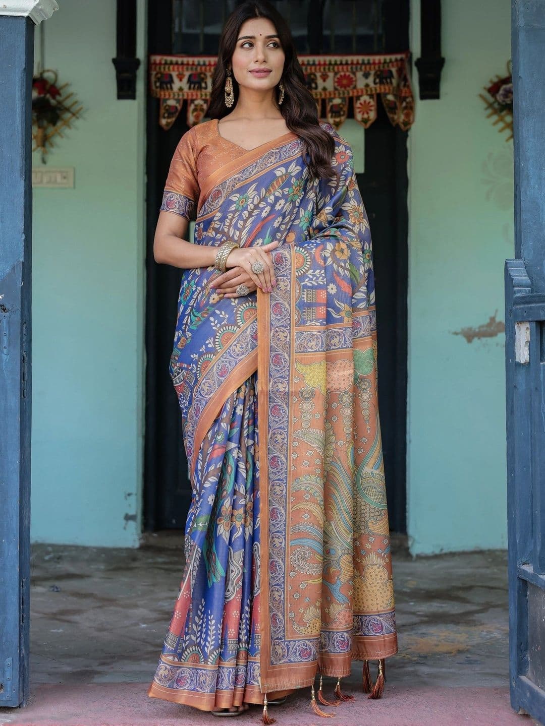 Mitera Kalamkari Linen Blend Designer Saree - view 1