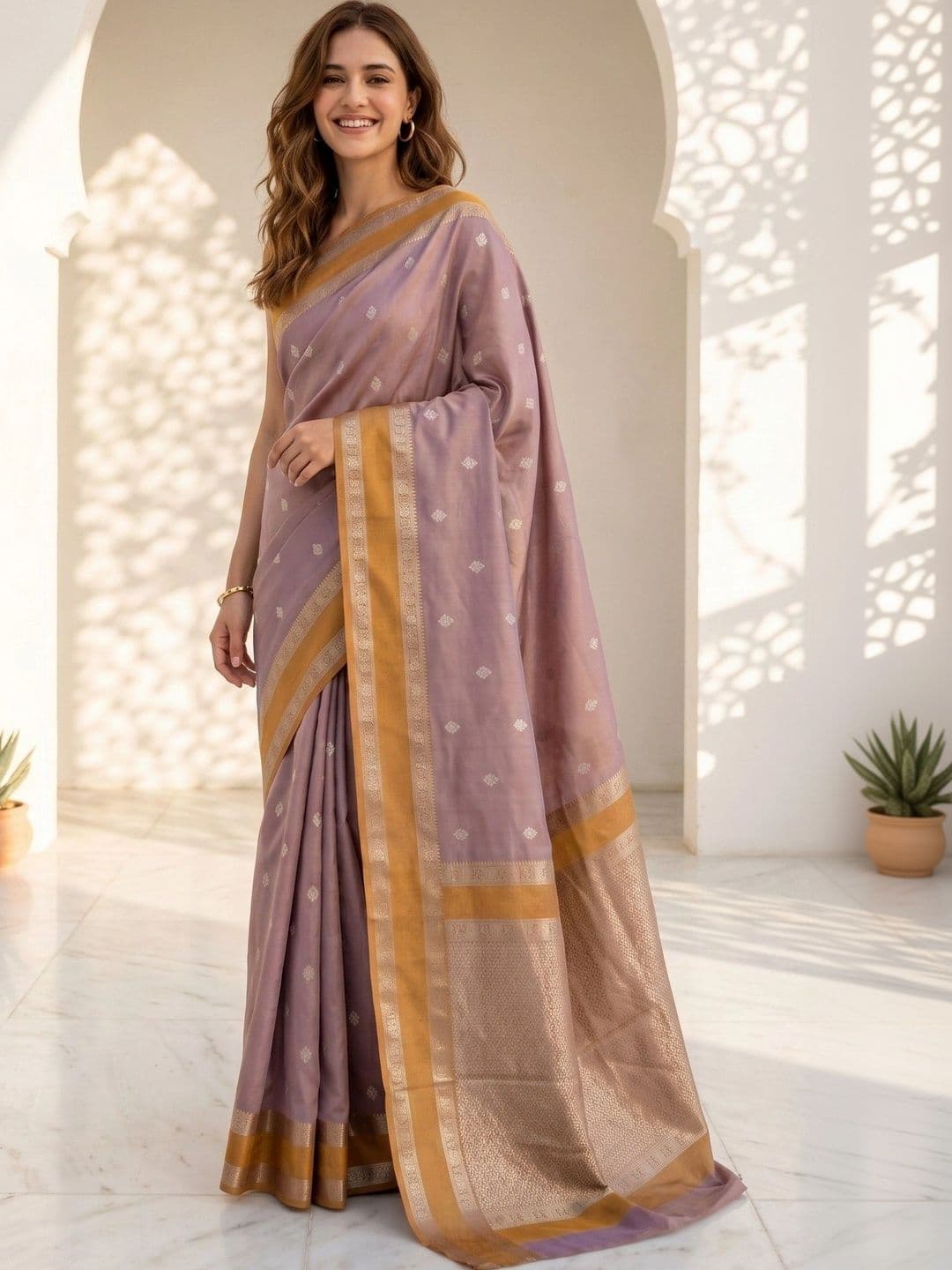 R K MANIYAR Woven Design Zari Art Silk Designer Banarasi Saree - view 1