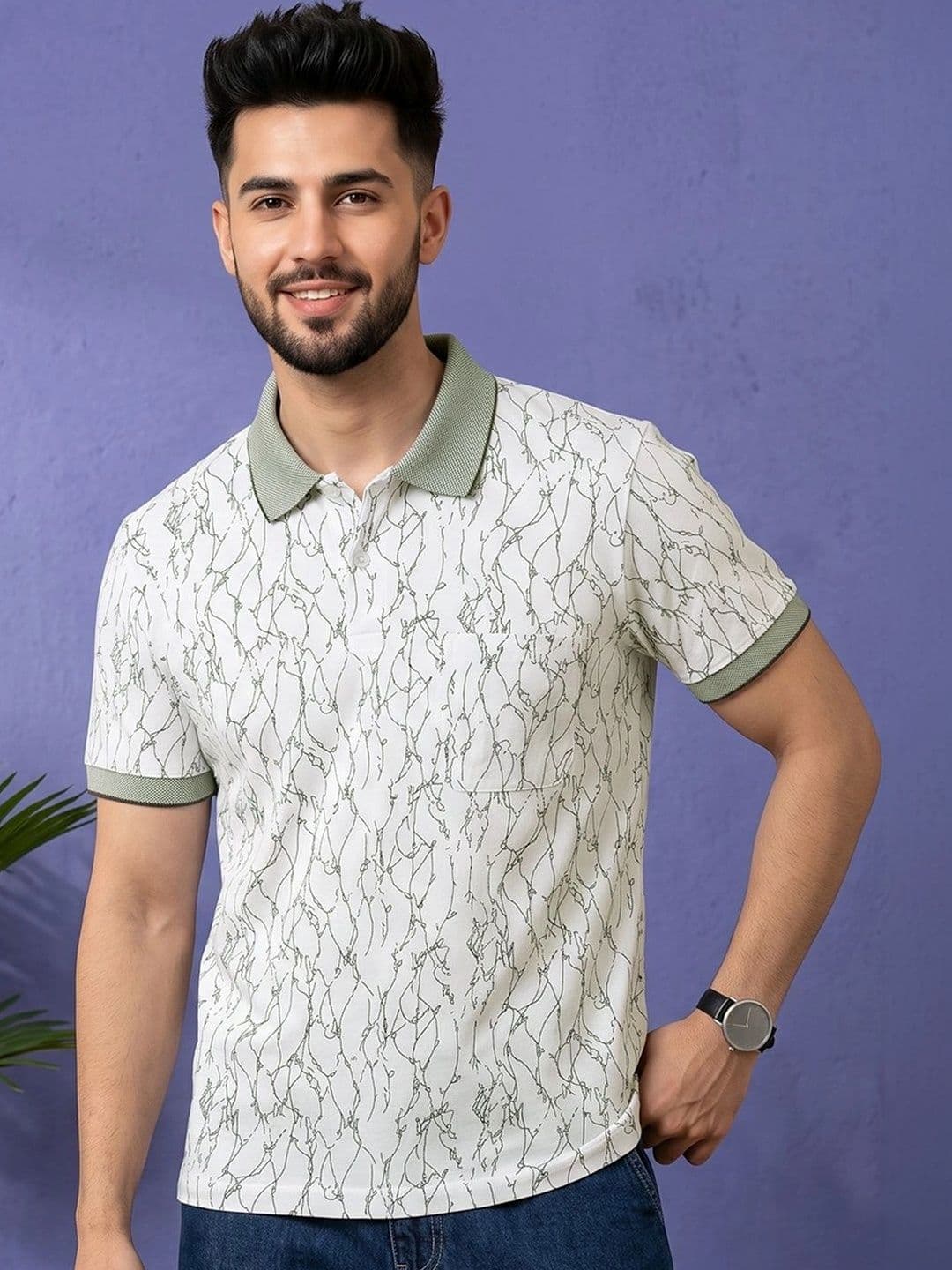 GENZA Men Printed Polo Collar T-shirt - view 1