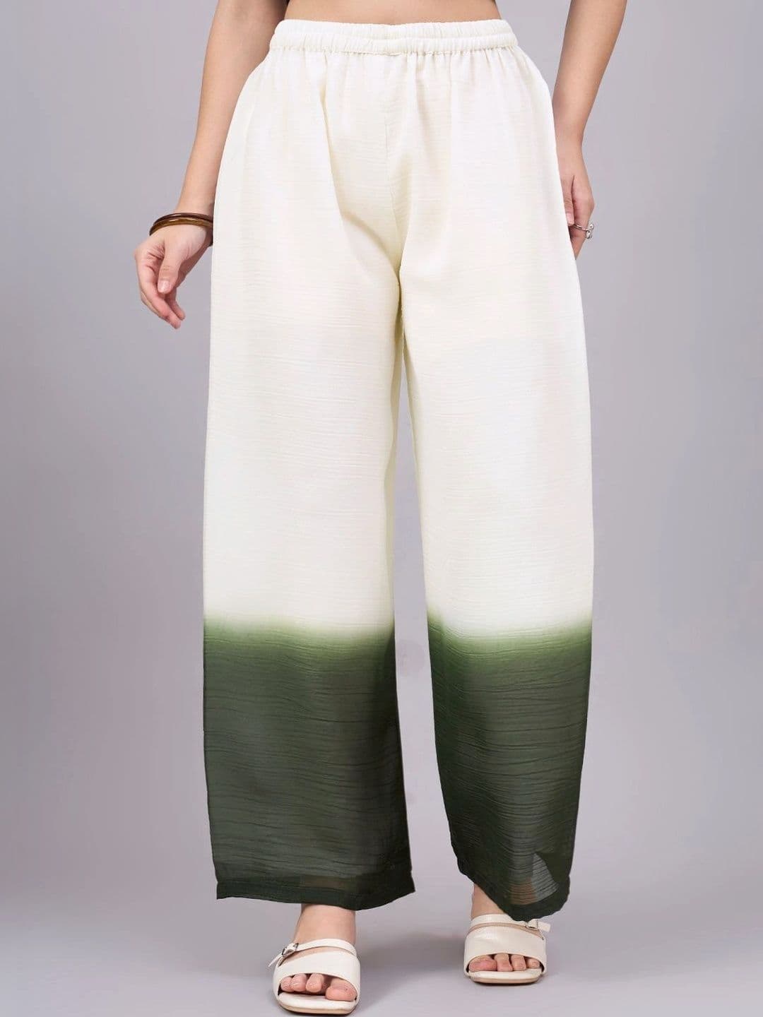 BANJANAN Women Colourblocked Knitted Georgette Ethnic Palazzos - view 1
