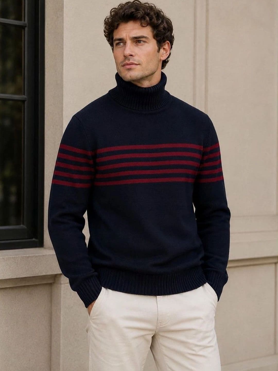 Moda Rapido Men Striped Woollen Pullover - view 1