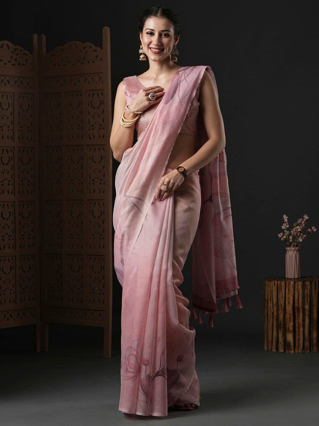 Anouk Floral Printed Organza Saree - view 1