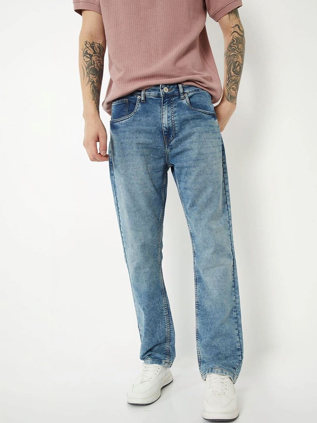 max Men Regular Fit Mid-Rise Low Distress Stretchable Jeans - view 1