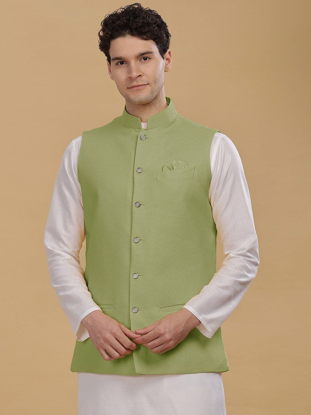 Anouk Men Self Design Nehru Jacket - view 1