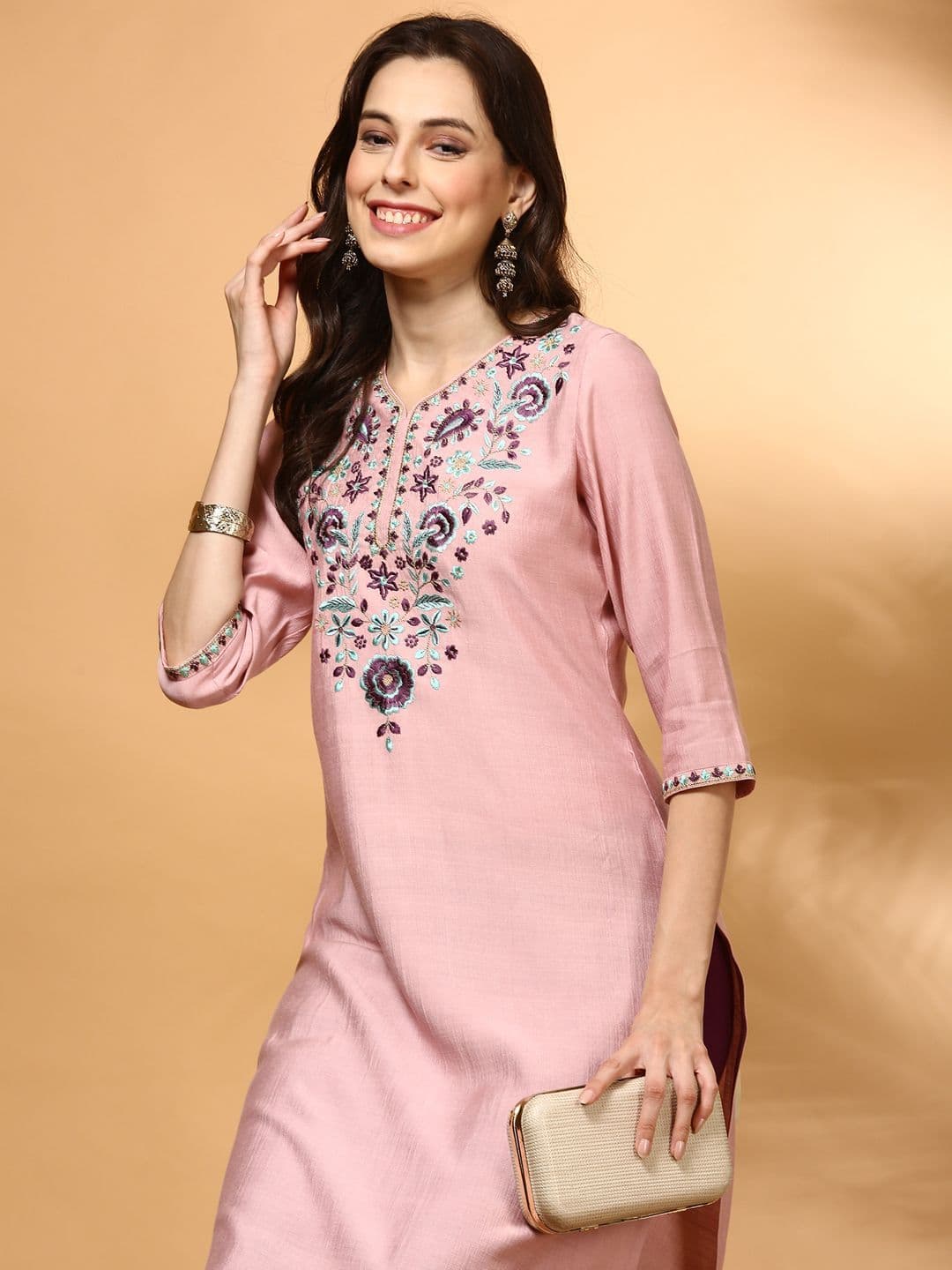 Anouk Women Ethnic Motifs Embroidered A-Line Kurta - view 1