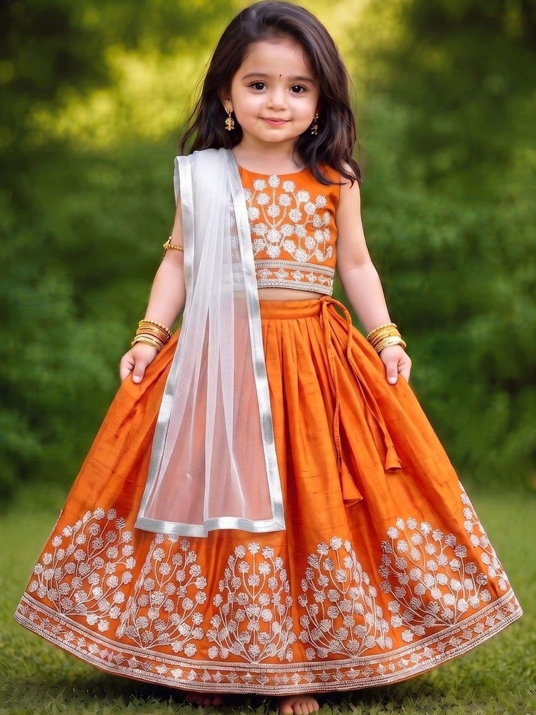 Shoryam Fashion Girls Embroidered Thread Work Ready to Wear Lehenga & Blouse With Dupatta - view 1