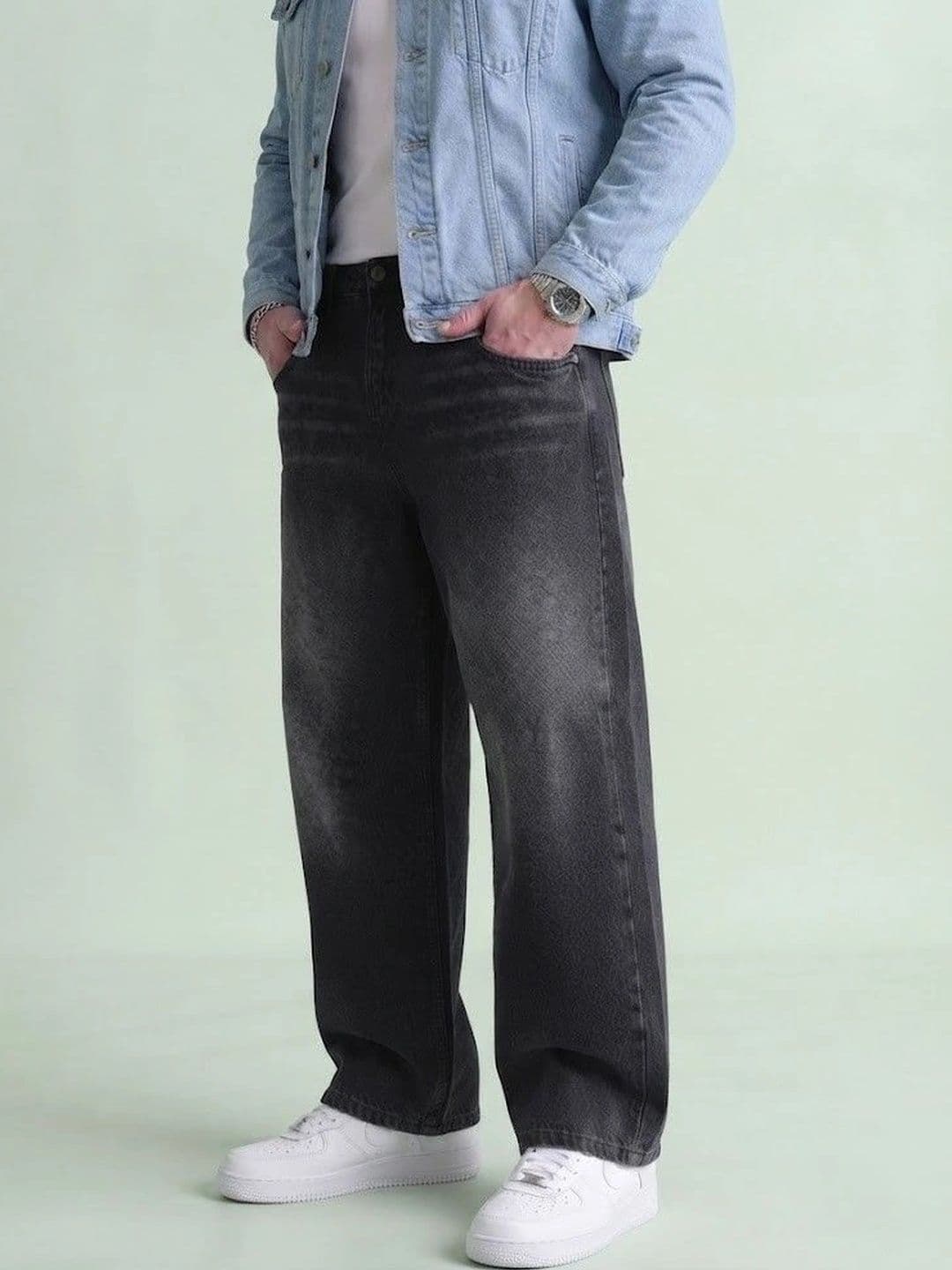 Smart Girls Store Men Wide Leg Mid-Rise Light Fade Jeans - view 1