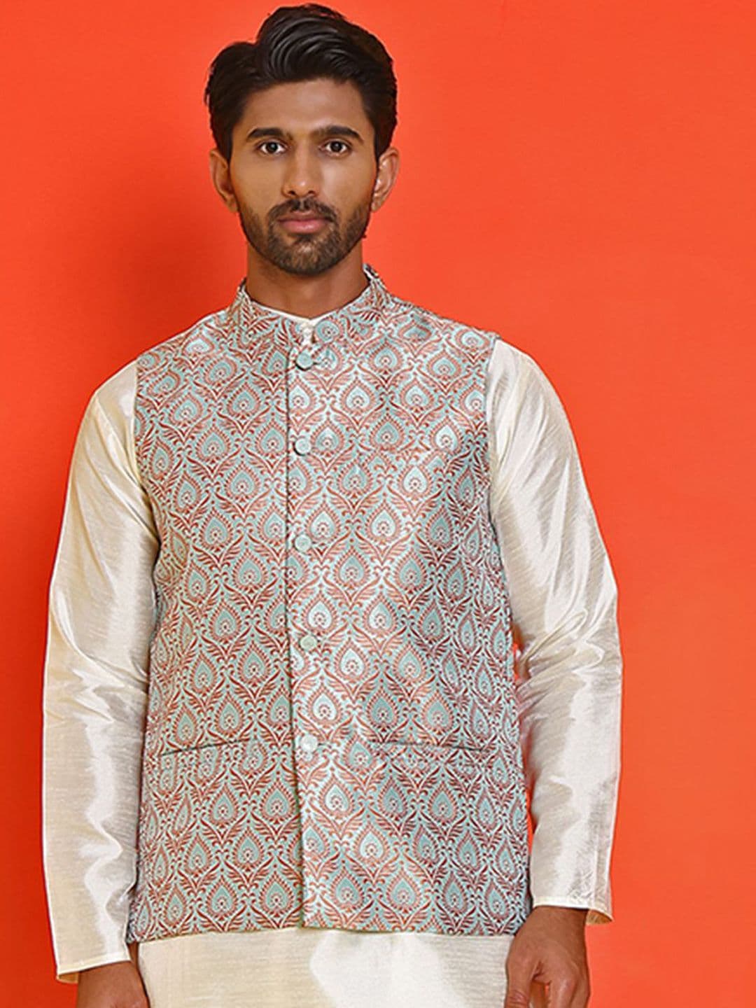 Anouk Printed Woven Nehru Jacket - view 1