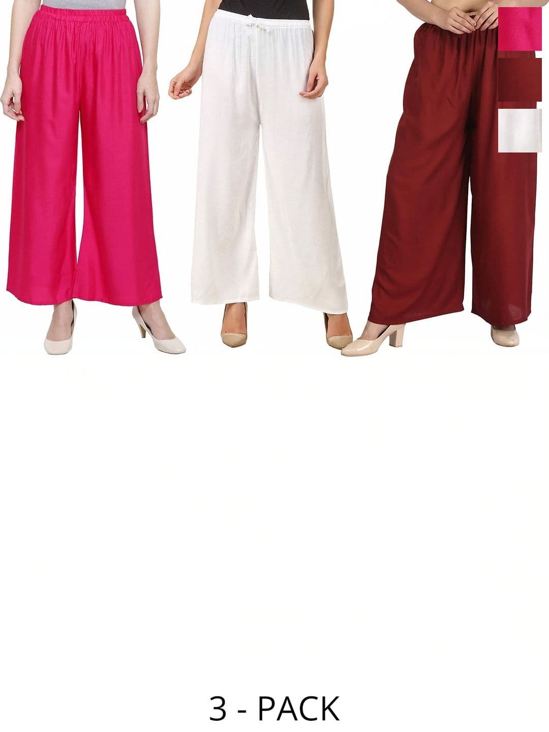 PINOVO Pack Of 3 Cotton Mid-Rise Palazzos - view 1