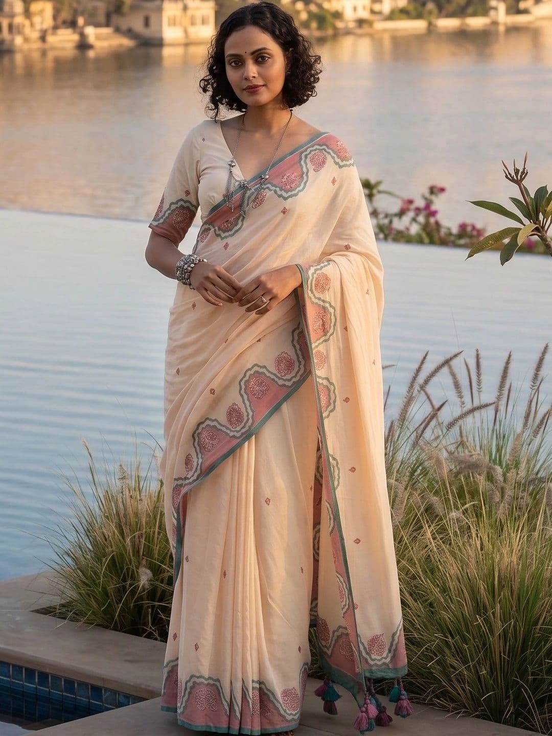 AAVEE Zari Pure Linen Designer Saree - view 1