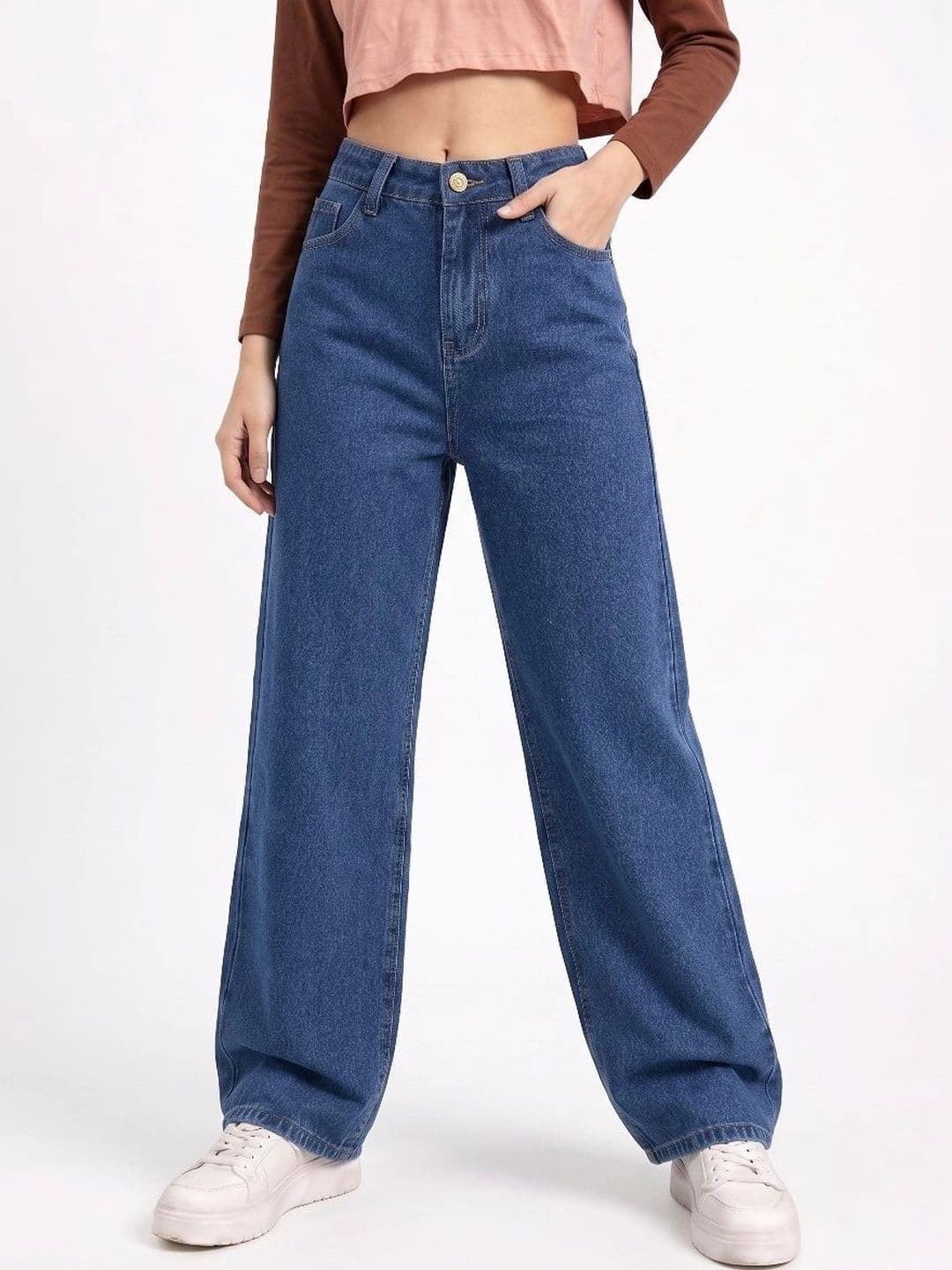 glitchez Women Comfort Wide Leg High-Rise Light Fade Stretchable Jeans - view 1