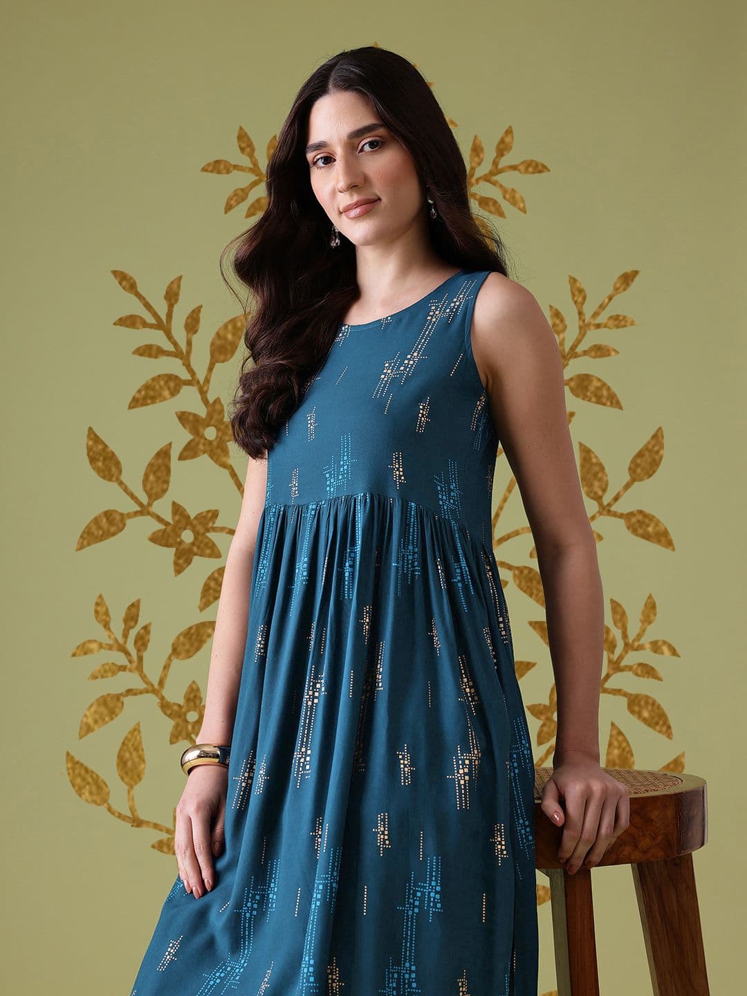 Anouk Geometric Printed Sequinned Kurta - view 1