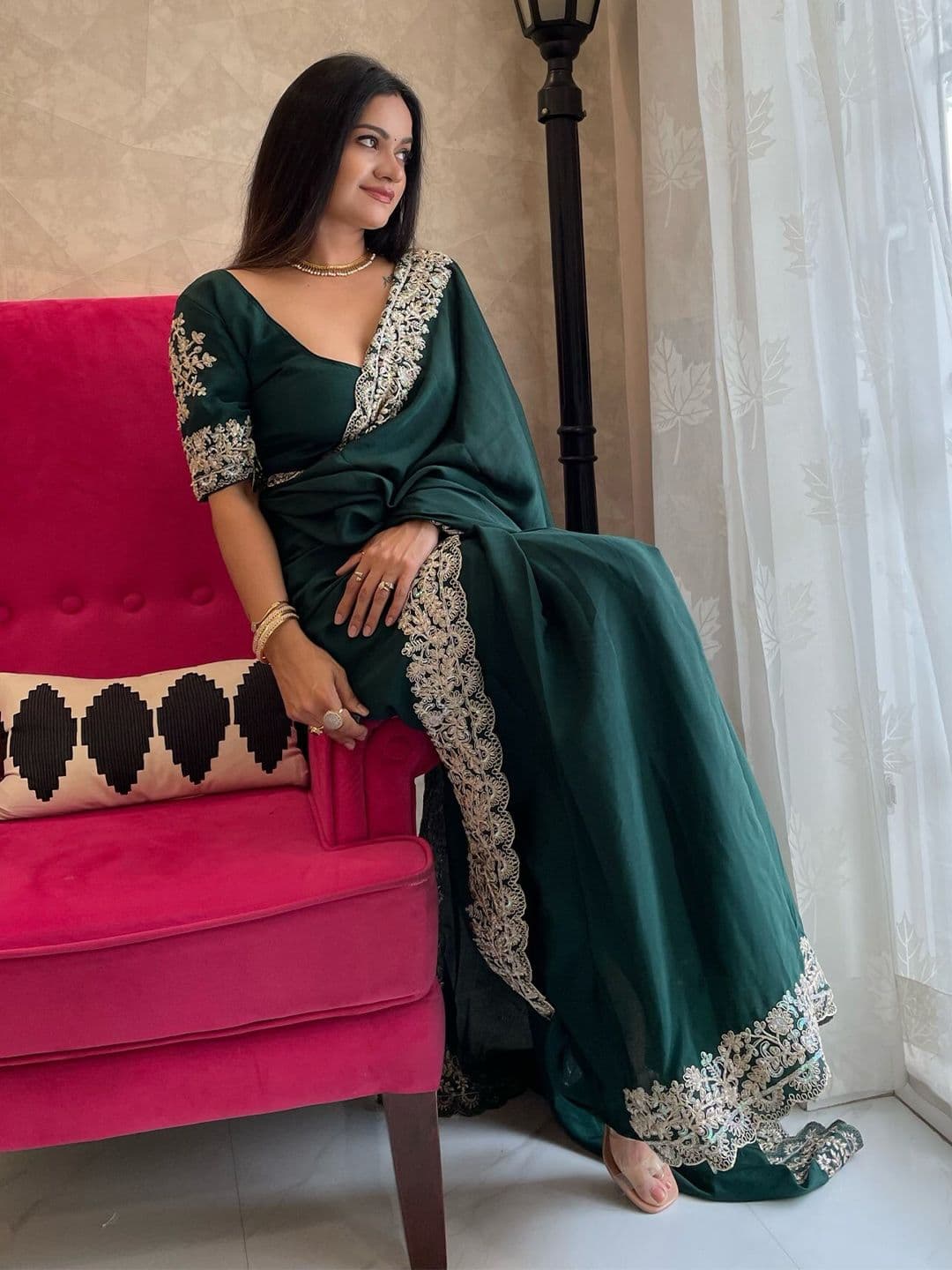 Anouk Embroidered Border Saree - view 1