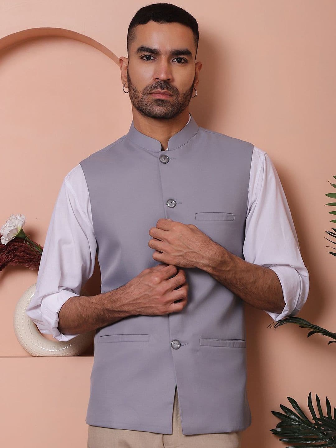 Anouk Mandarin Collar Nehru Jacket - view 1